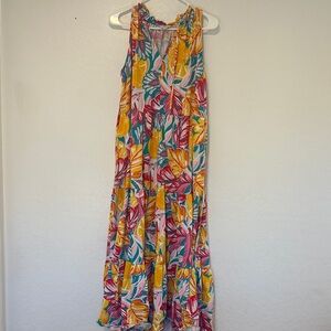 Crown & Ivy Floral Maxi Dress Womens  medium tropical multi Pima cotton stretchy